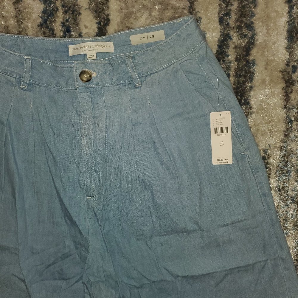 New Anthropologie Pilcro and the Letterpress Mina Chambray Culottes Size 28 - Picture 5 of 12